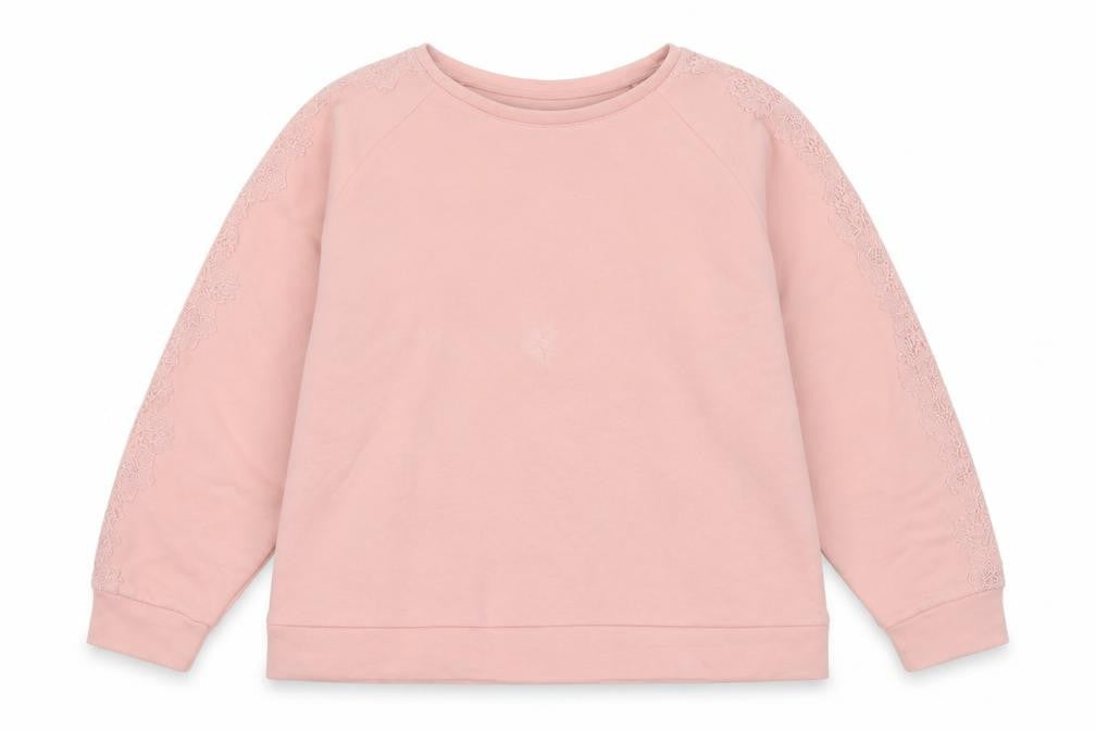 Afibel Womens Pink Lace Sleeve Pullover Sweatshirt UK 20/22