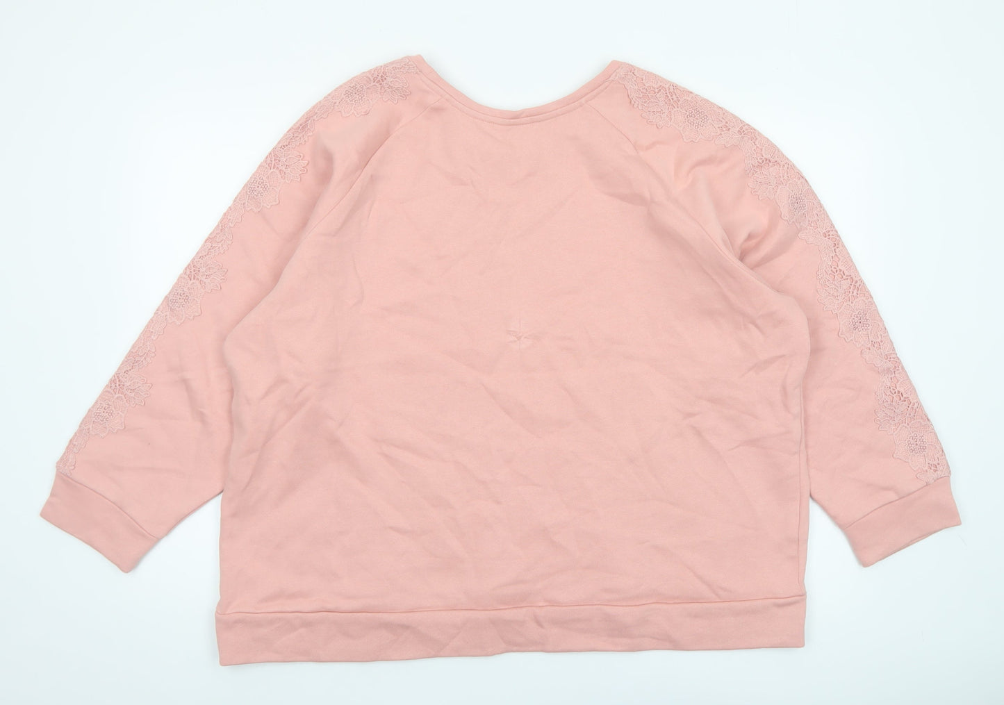 Afibel Womens Pink Lace Sleeve Pullover Sweatshirt UK 20/22