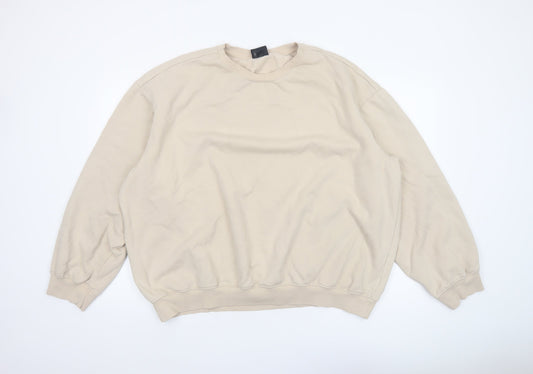 H&M Men’s Beige Relaxed Fit Crew Neck Fleece Sweatshirt 2XL