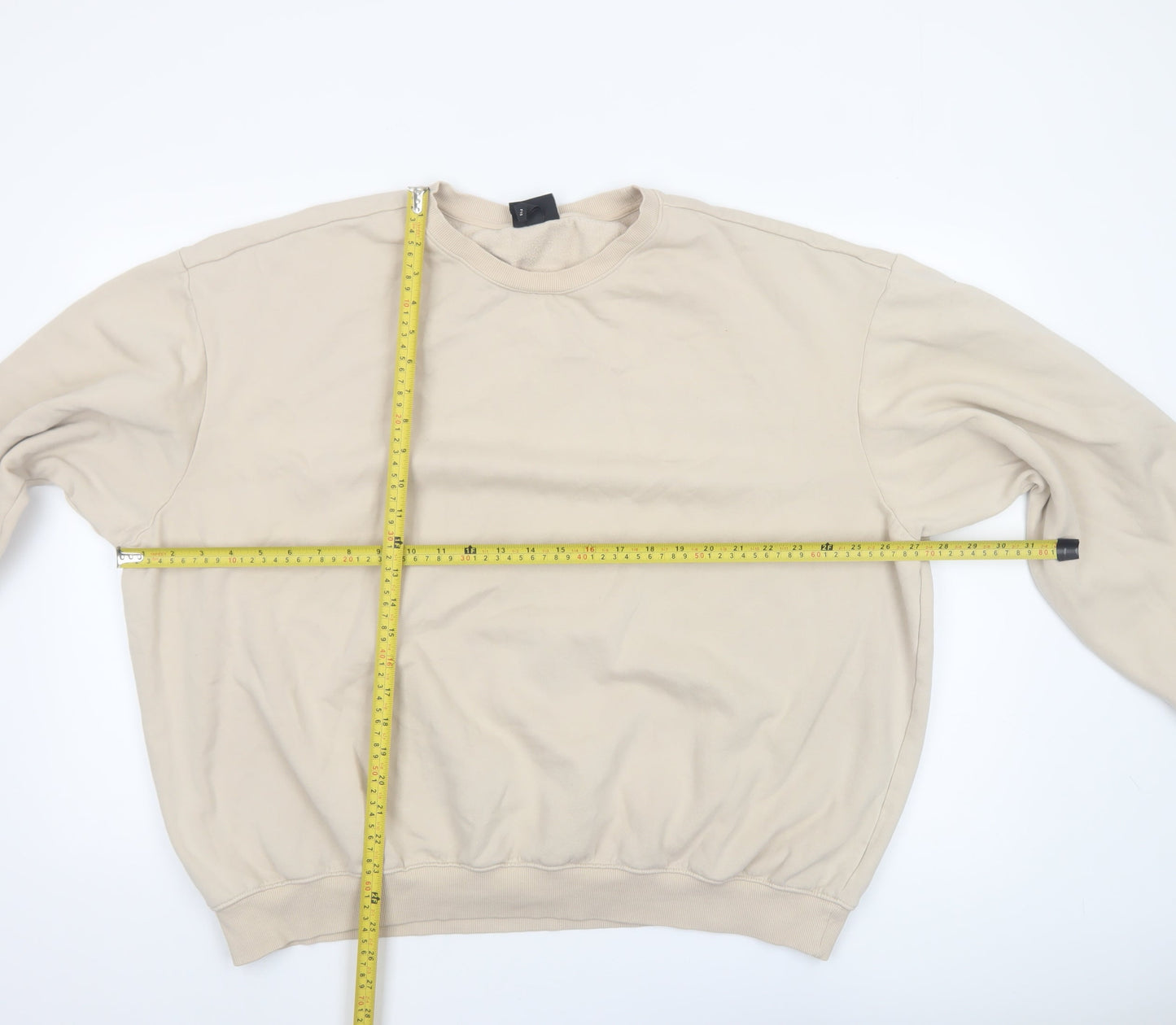 H&M Men’s Beige Relaxed Fit Crew Neck Fleece Sweatshirt 2XL