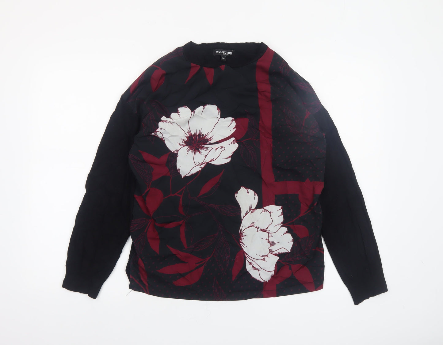 Debenhams Women’s Black Floral Pullover Jumper Size 10 Long Sleeve