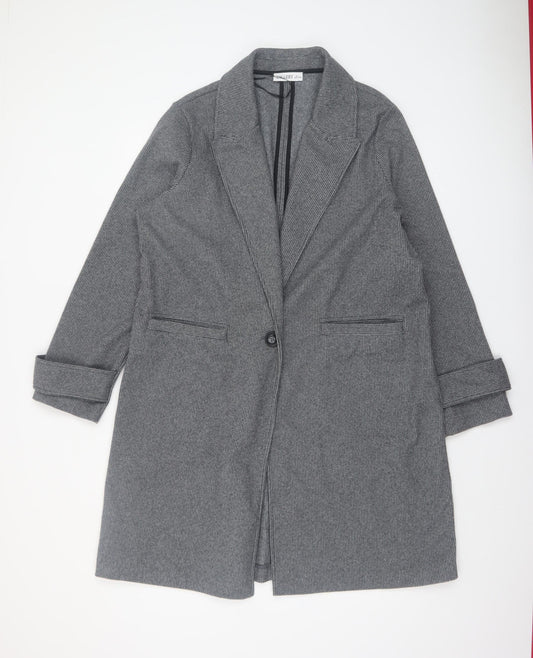 Gallery Women’s Grey Houndstooth Long Overcoat Size L