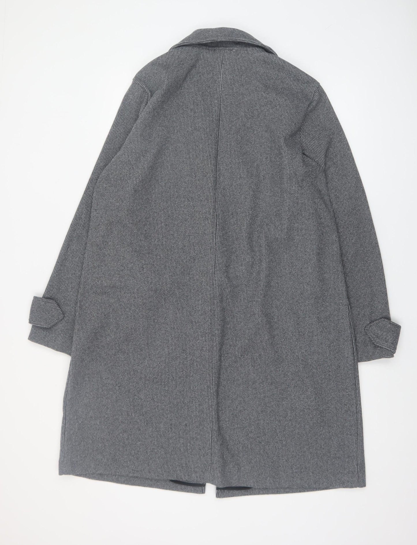 Gallery Women’s Grey Houndstooth Long Overcoat Size L