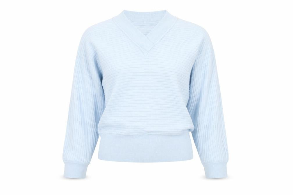 Dunnes Women's Blue V-Neck Knit Jumper Size S