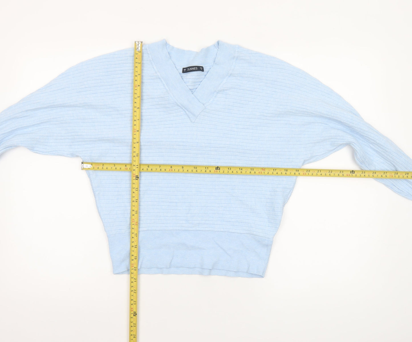 Dunnes Women's Blue V-Neck Knit Jumper Size S