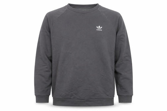 Adidas Men's Grey Pullover Sweatshirt L Crew Neck Logo Fleece