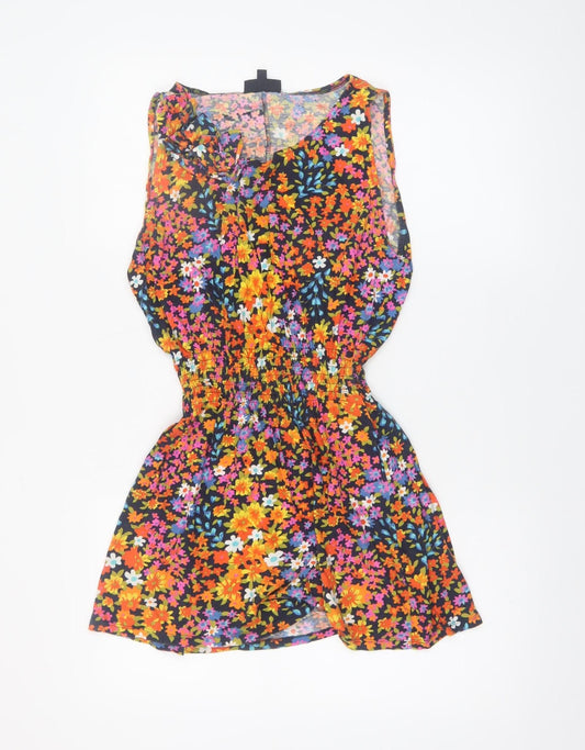 Topshop Women's Multicoloured Floral A-Line Sleeveless Short Dress Size 10