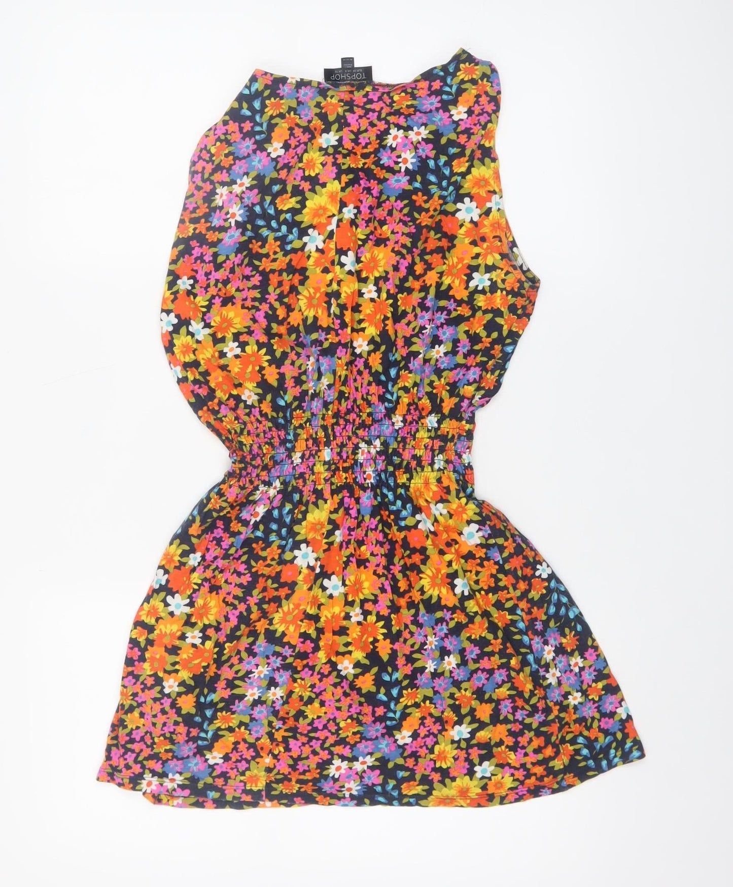 Topshop Women's Multicoloured Floral A-Line Sleeveless Short Dress Size 10