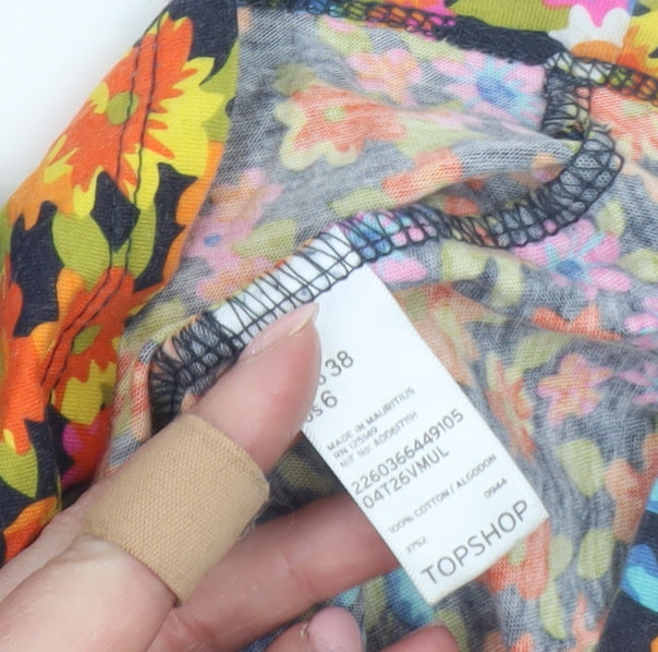 Topshop Women's Multicoloured Floral A-Line Sleeveless Short Dress Size 10