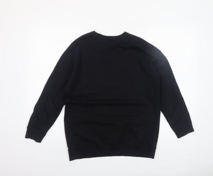 Close-up detail of Mango Kids girls’ black 13-14 years lightning embroidered pullover sweatshirt