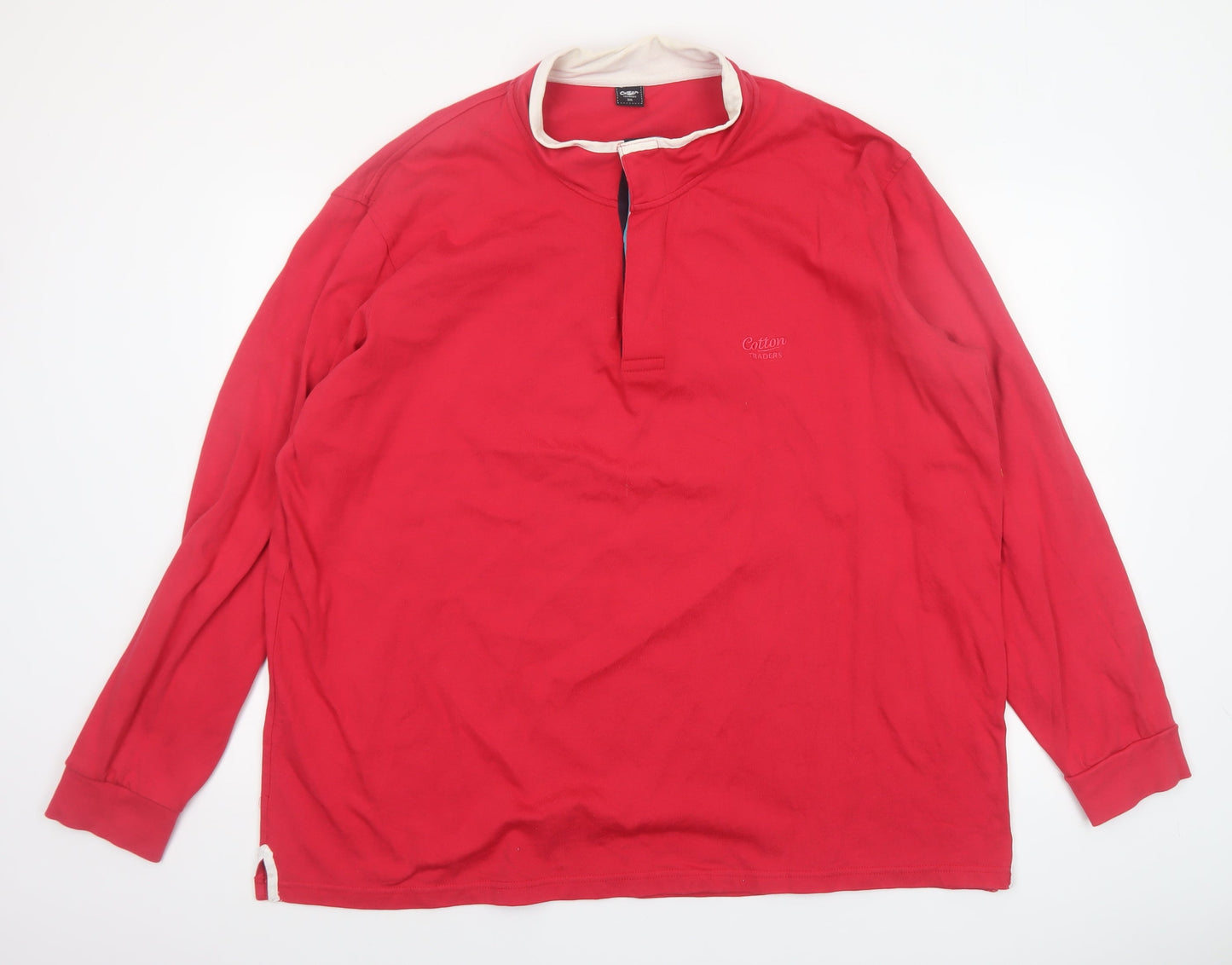 Cotton Traders Men's Red 3XL Long Sleeve Collared Casual Shirt
