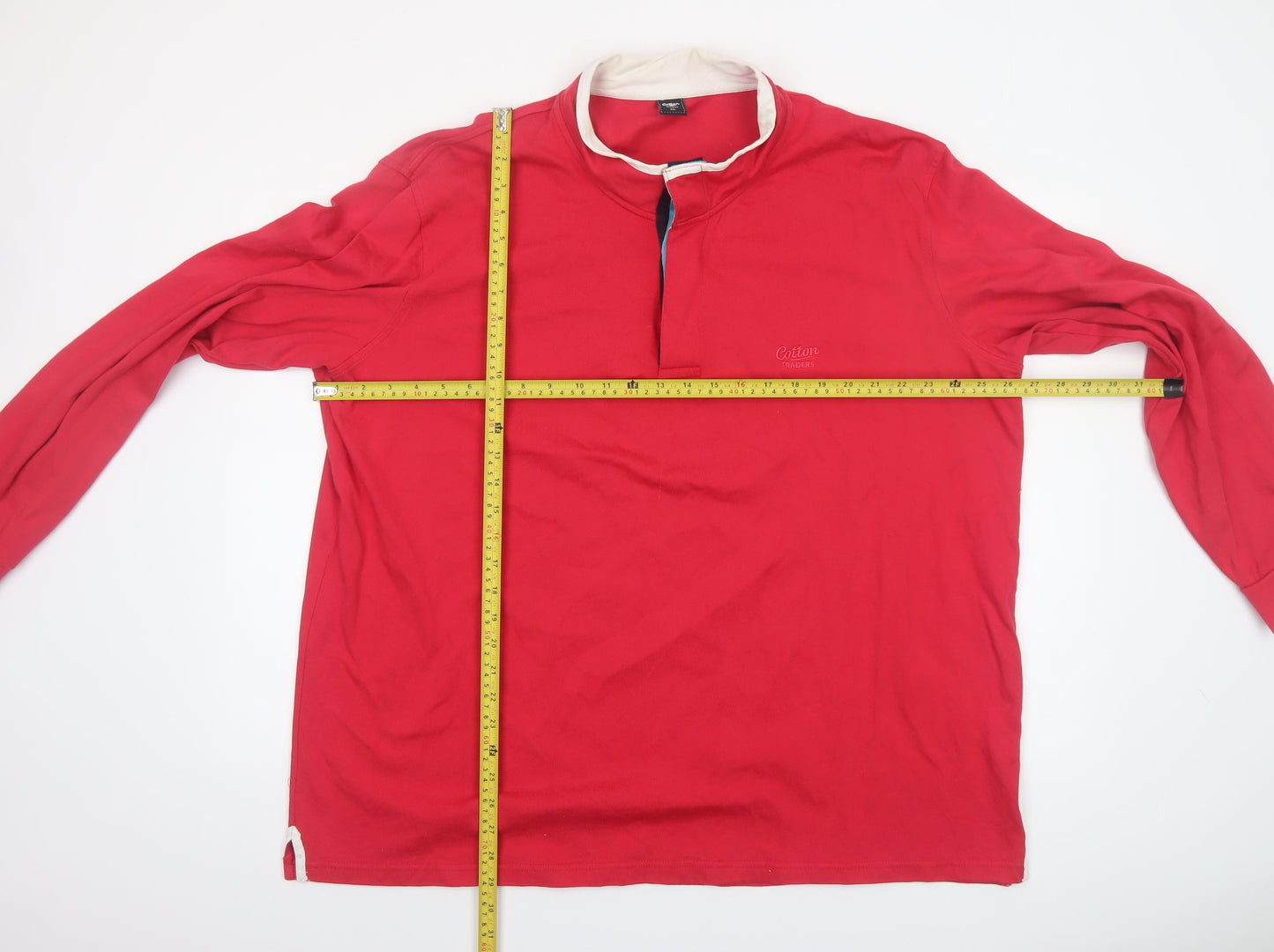 Cotton Traders Men's Red 3XL Long Sleeve Collared Casual Shirt