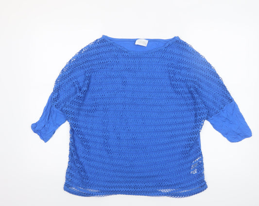 Savida Women’s Blue Crochet 3/4 Sleeve Camisole Blouse Size 16