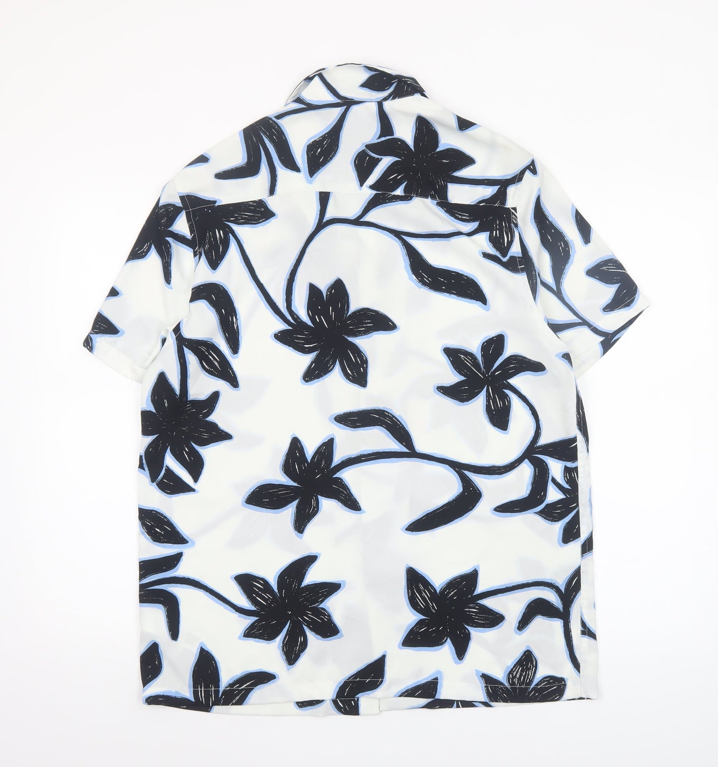 ASOS Men’s White Floral Short Sleeve Button-Up Shirt XS