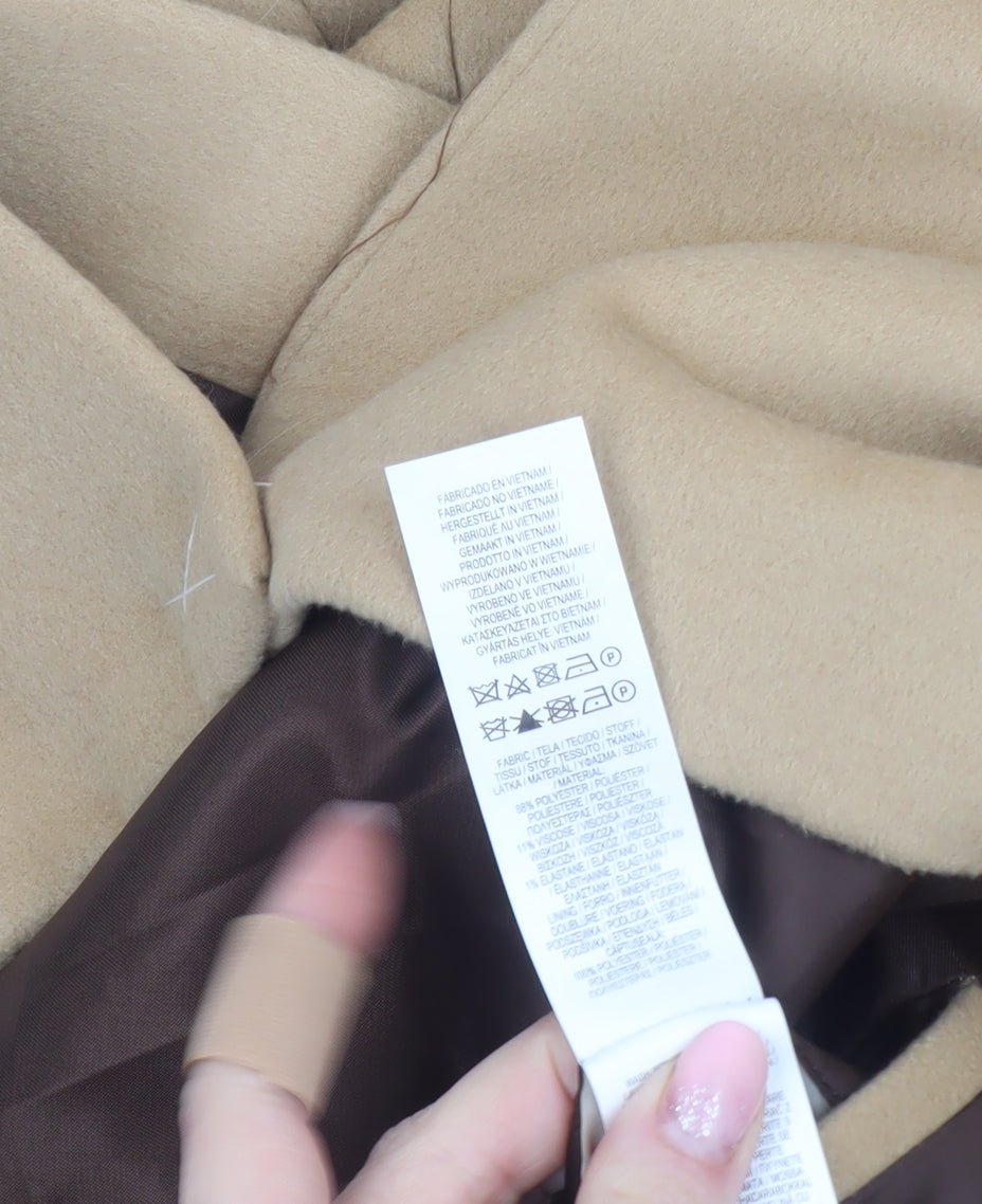 Primark Men's Beige Wool Blend Overcoat Medium Single Breasted Smart Jacket