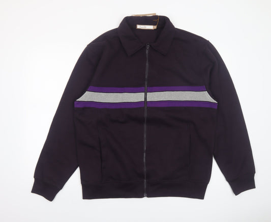 Cavallo Men's Black XL Full Zip Striped Casual Jacket