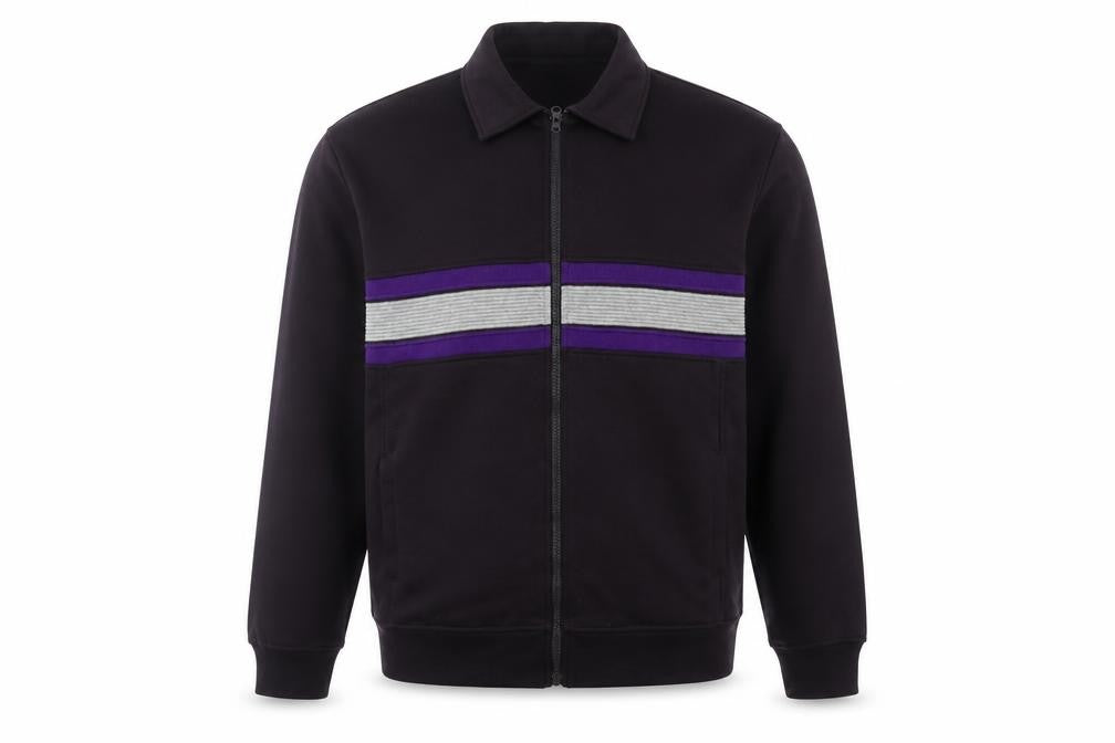 Cavallo Men's Black XL Full Zip Striped Casual Jacket