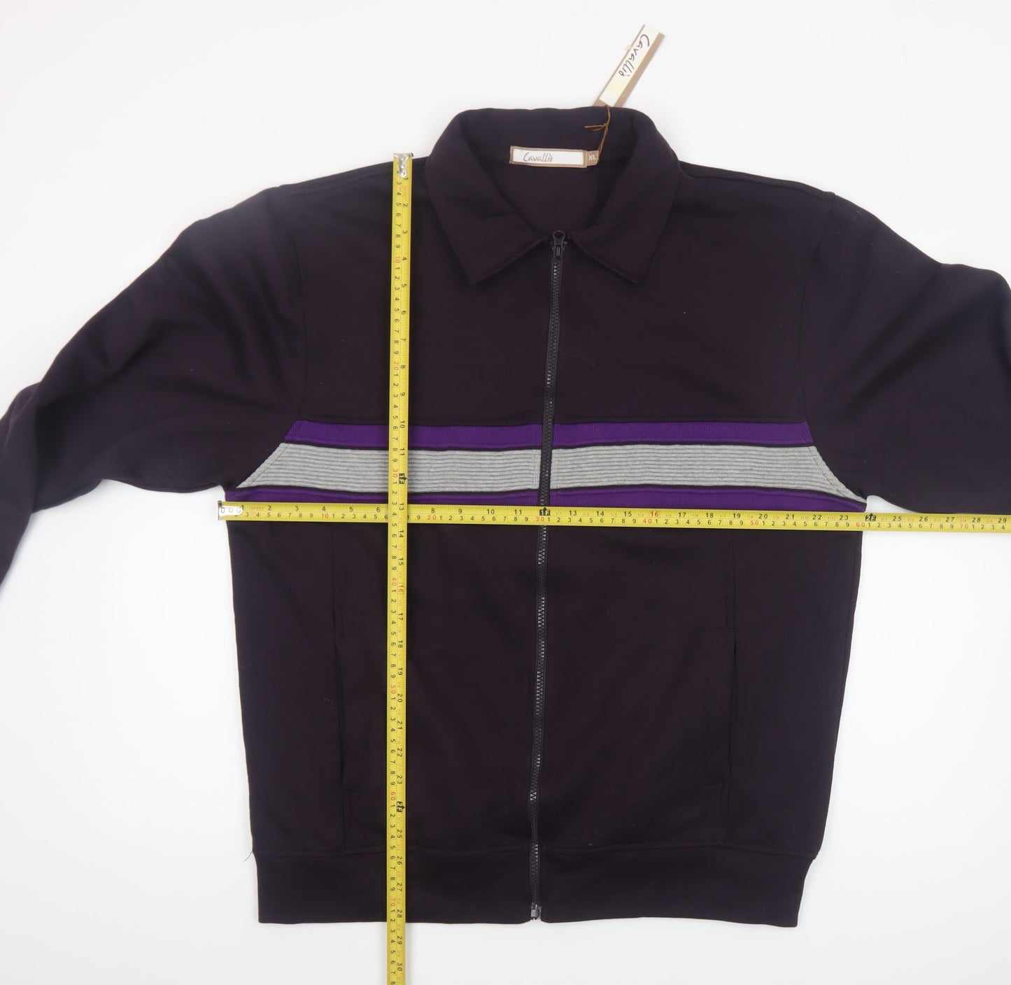 Cavallo Men's Black XL Full Zip Striped Casual Jacket