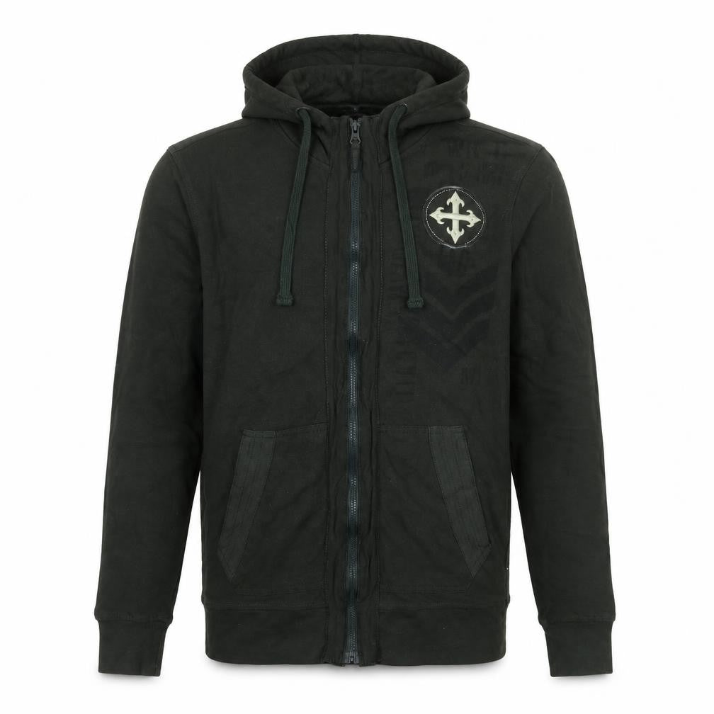 Black Jack Men's Green Full Zip Hoodie Size S Army Style Cotton