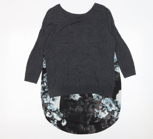 River Island Women Grey Floral Back Pullover Jumper Size 8