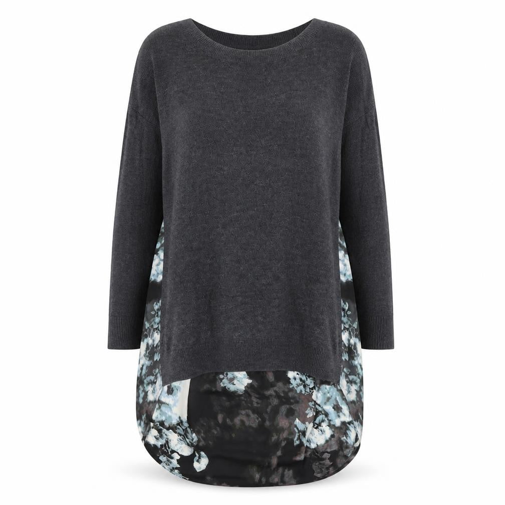 River Island Women Grey Floral Back Pullover Jumper Size 8