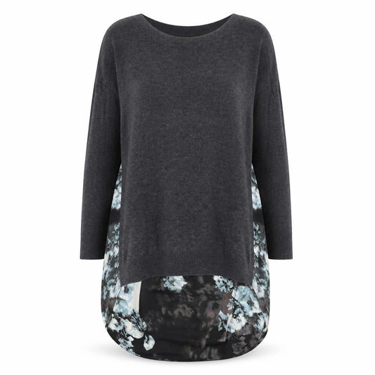 River Island Women Grey Floral Back Pullover Jumper Size 8