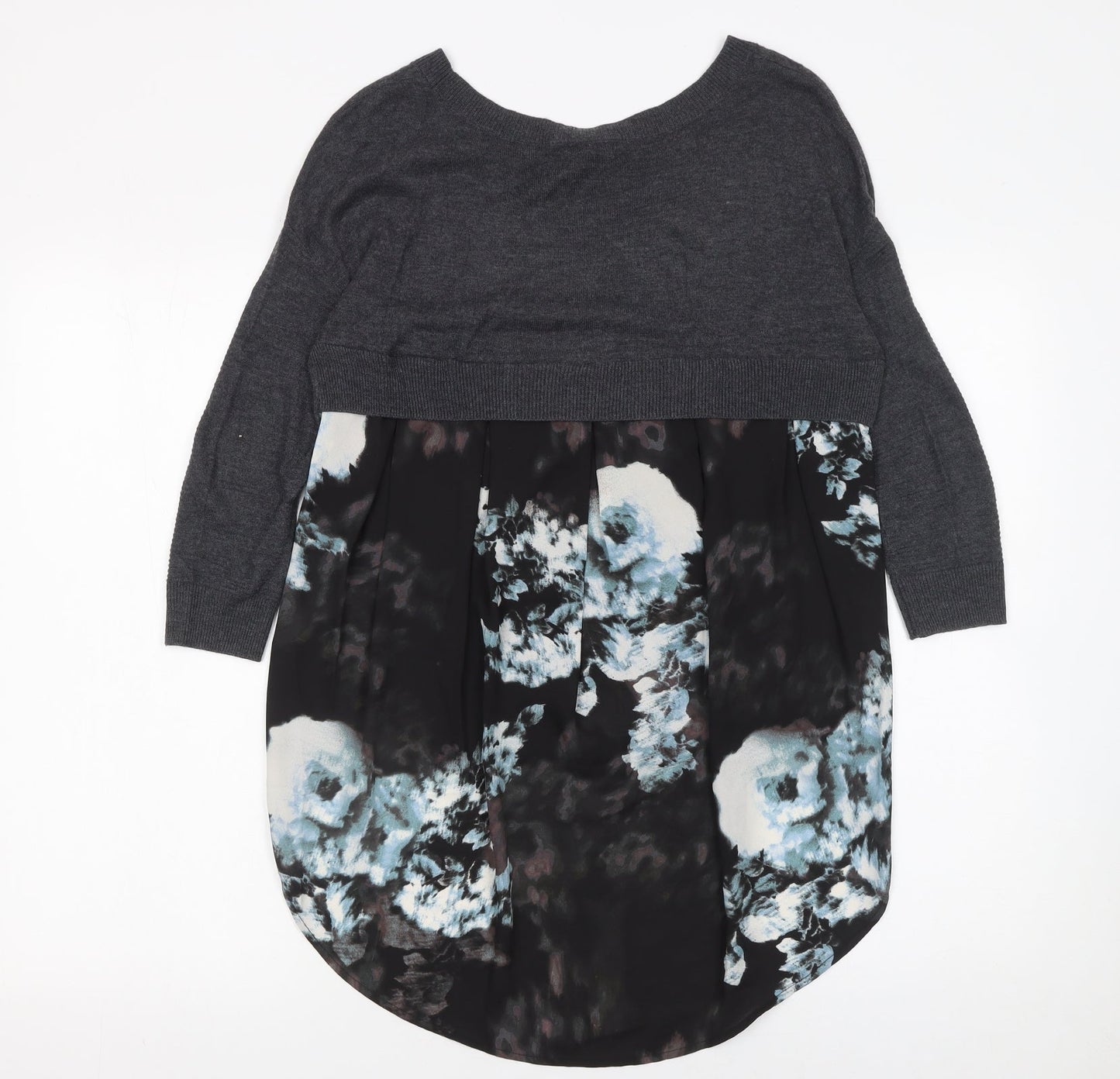 River Island Women Grey Floral Back Pullover Jumper Size 8