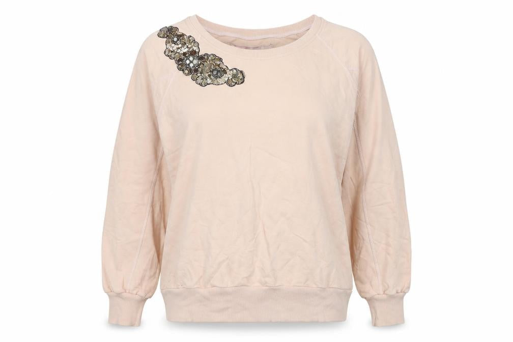 Next Womens Beige Sequin Embellished Cotton Sweatshirt Size 14