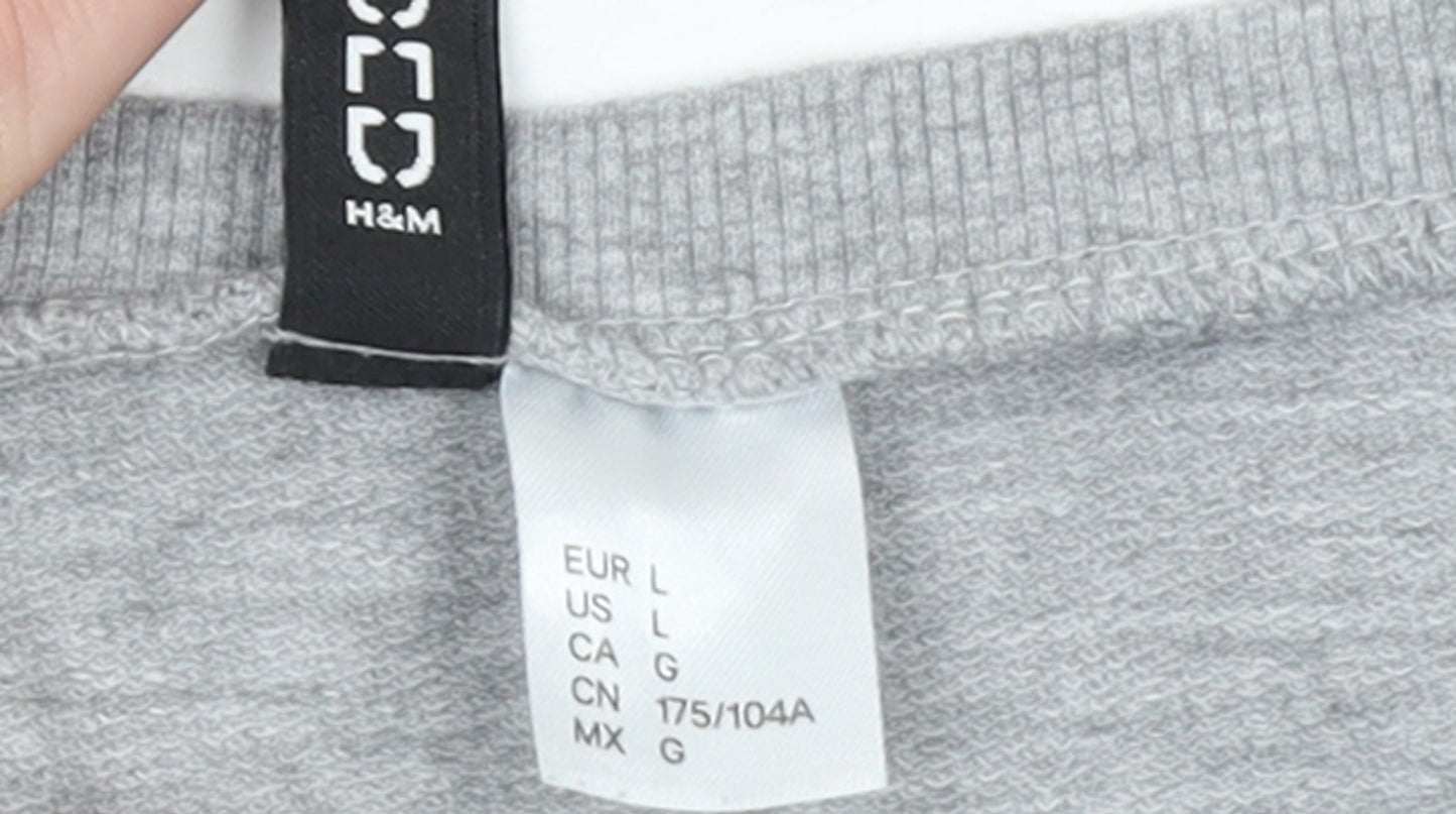 H&M Women Grey Pizza My Heart Pullover Sweatshirt L