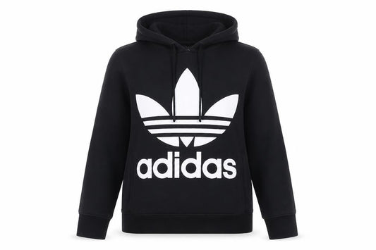 Adidas Womens Black Pullover Hoodie UK 8 Cotton Logo Hooded Sweatshirt