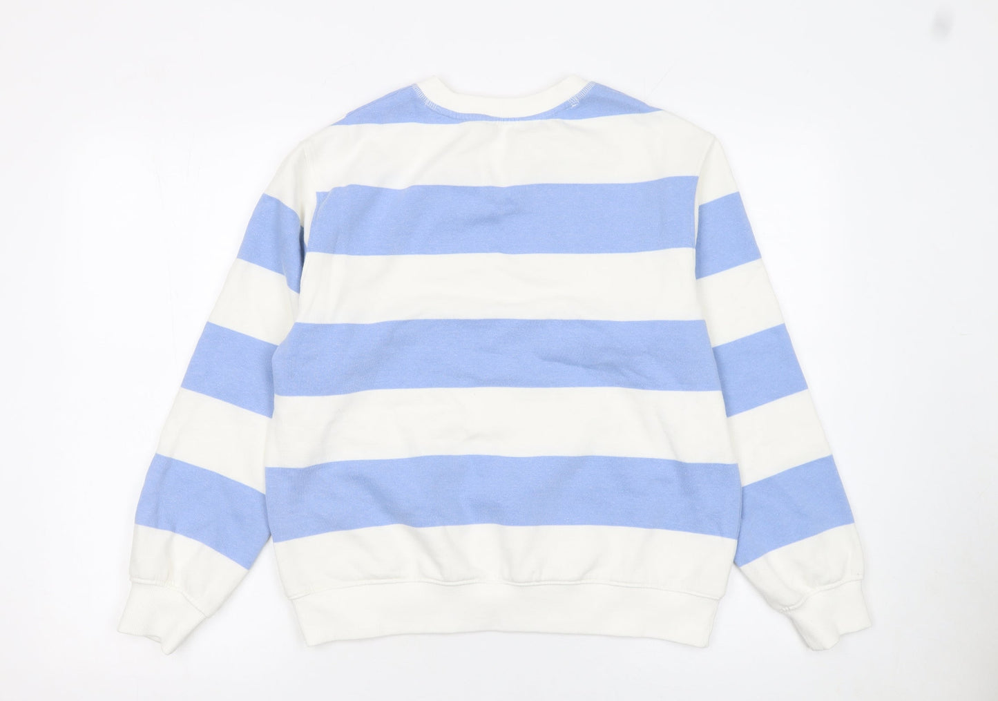 Marks and Spencer Women Blue White Striped Cotton Pullover Sweatshirt Size 8