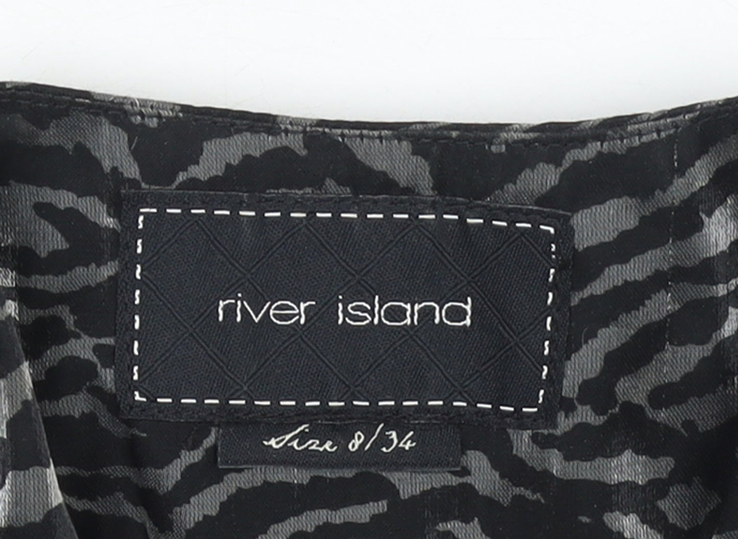 River Island Women’s Black Animal Print Sleeveless Shift Dress Size 8