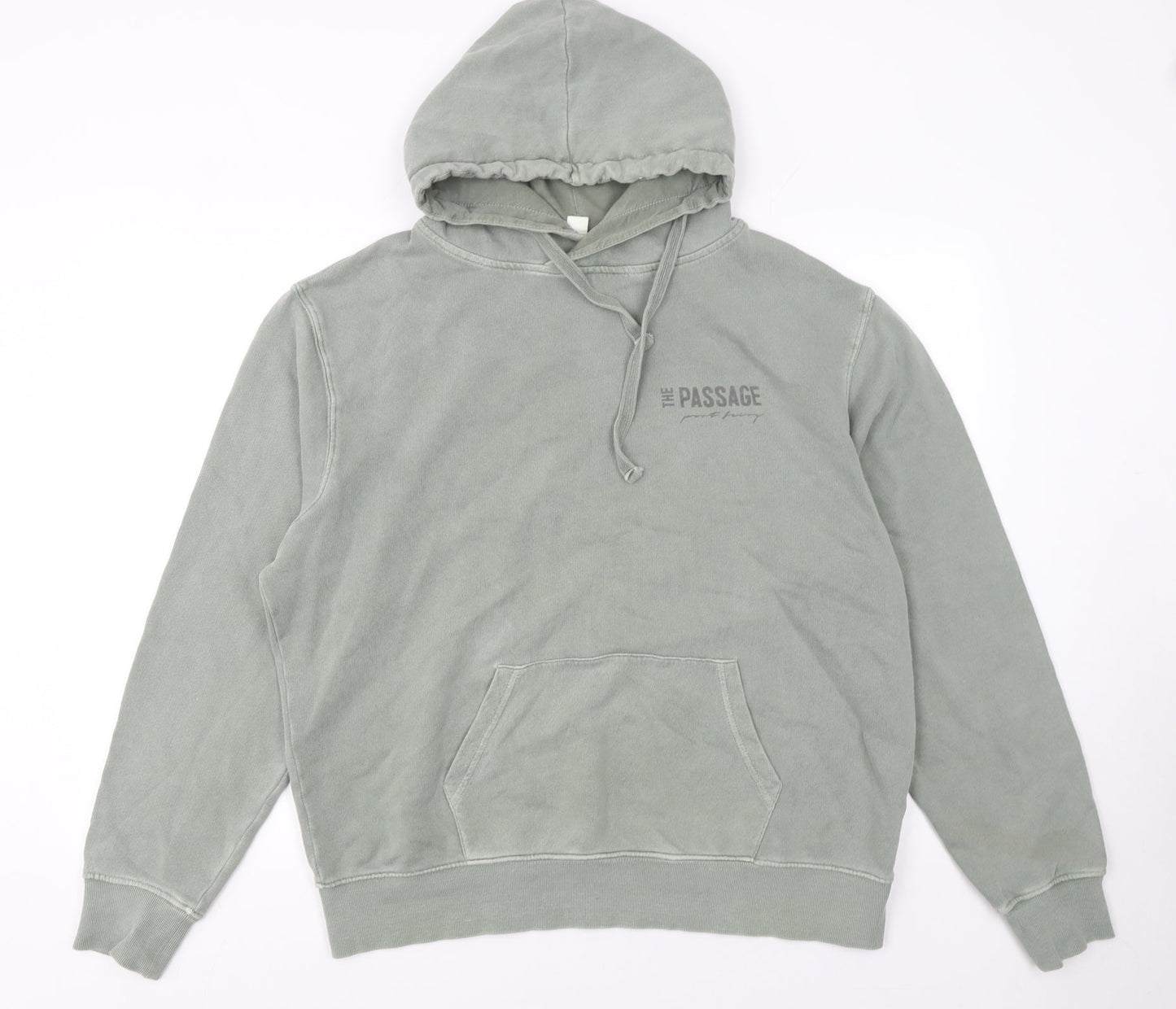 T Name Men's Green Small Pullover Hoodie with Logo Print