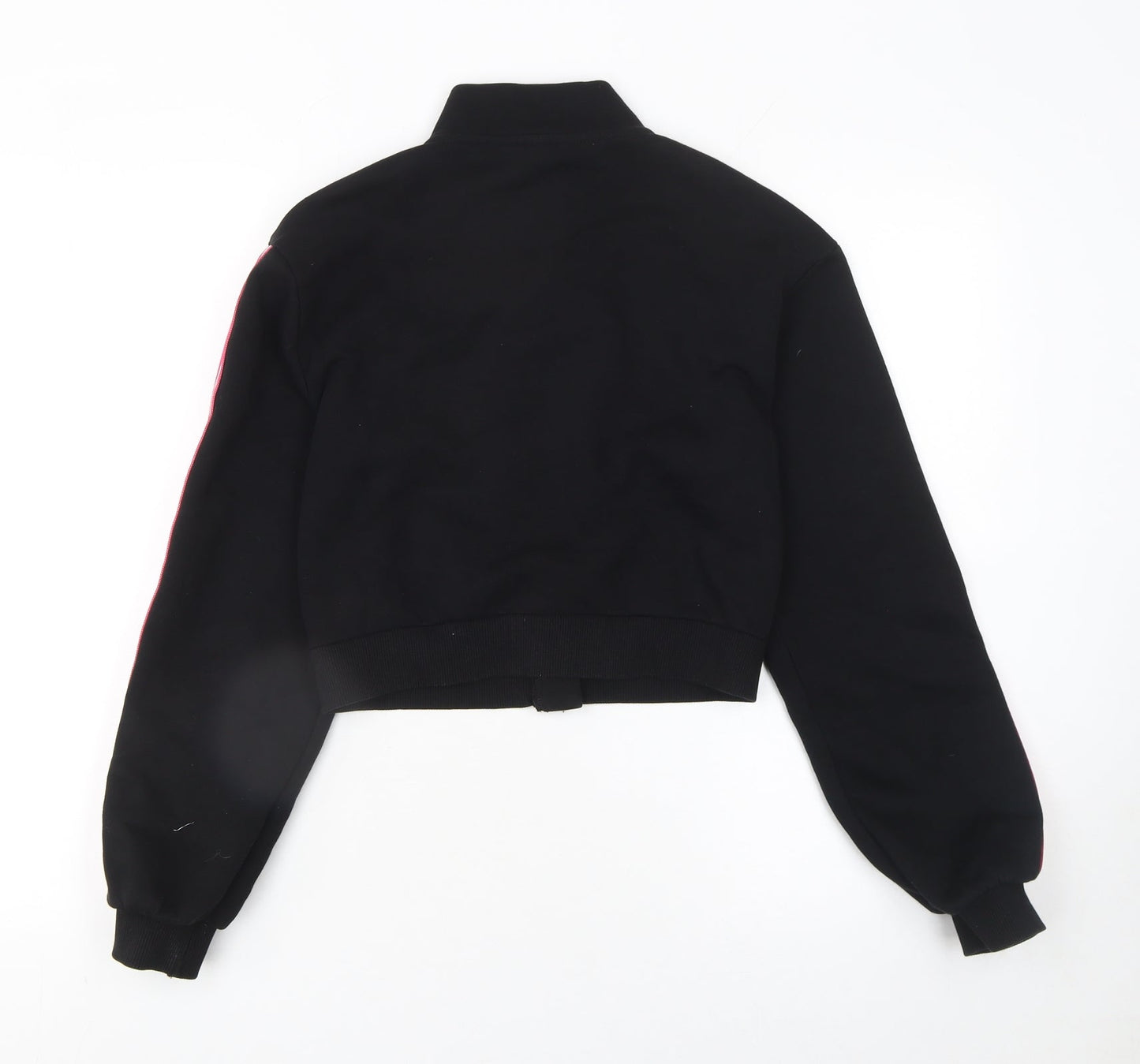 Matalan Girls Black Full Zip Hoodie 14 Years Pink Stripe Trim