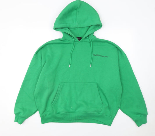 Boohoo Women's Green Small Pullover Hoodie – Casual Relaxed Fit Sweatshirt