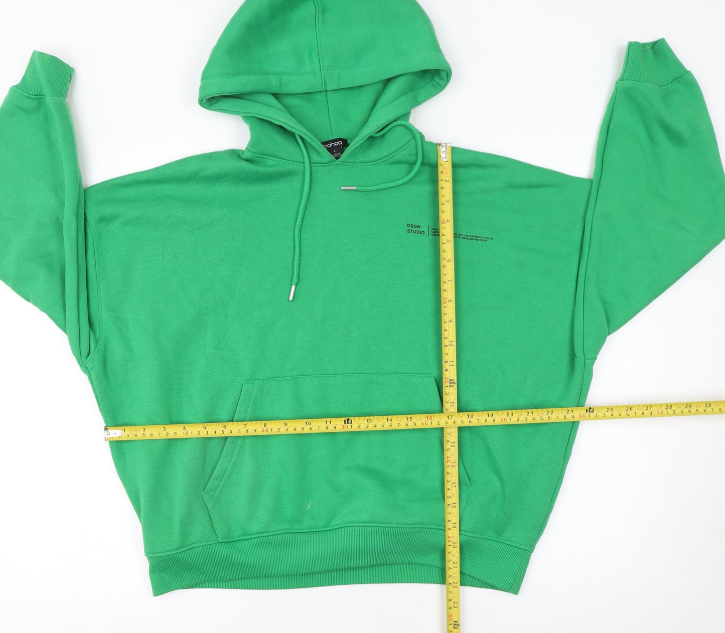 Boohoo Women's Green Small Pullover Hoodie – Casual Relaxed Fit Sweatshirt