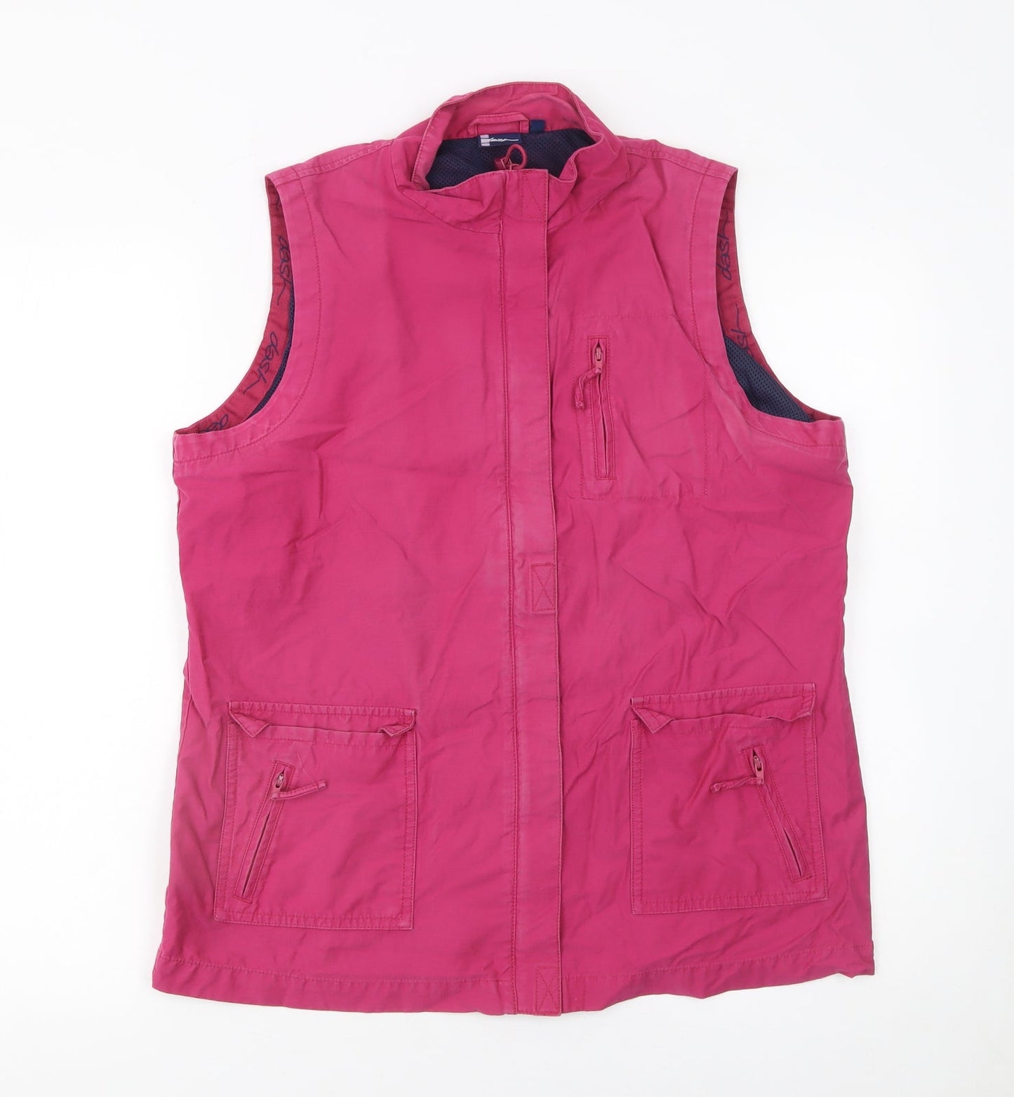 Dash Womens Pink Cotton Blend Sleeveless Zip Waistcoat Size 14