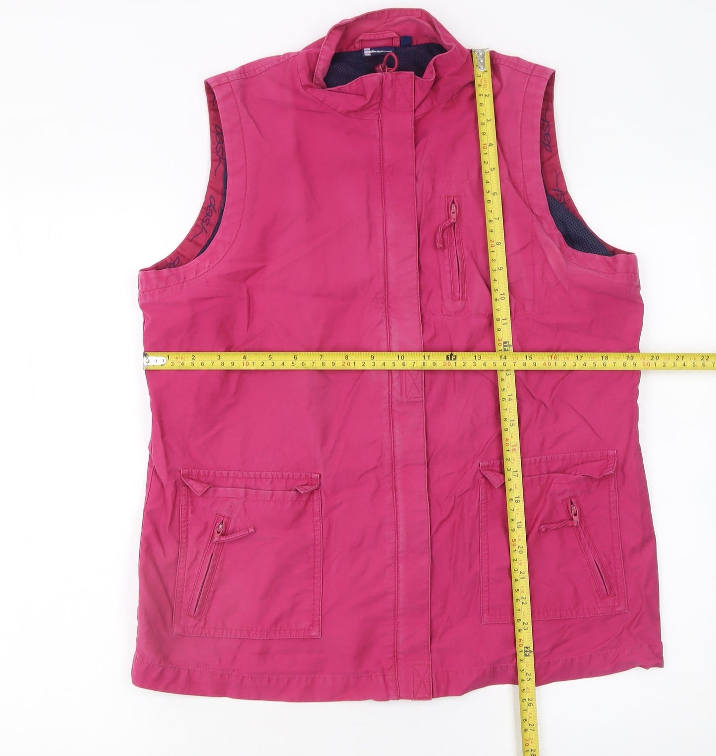 Dash Womens Pink Cotton Blend Sleeveless Zip Waistcoat Size 14