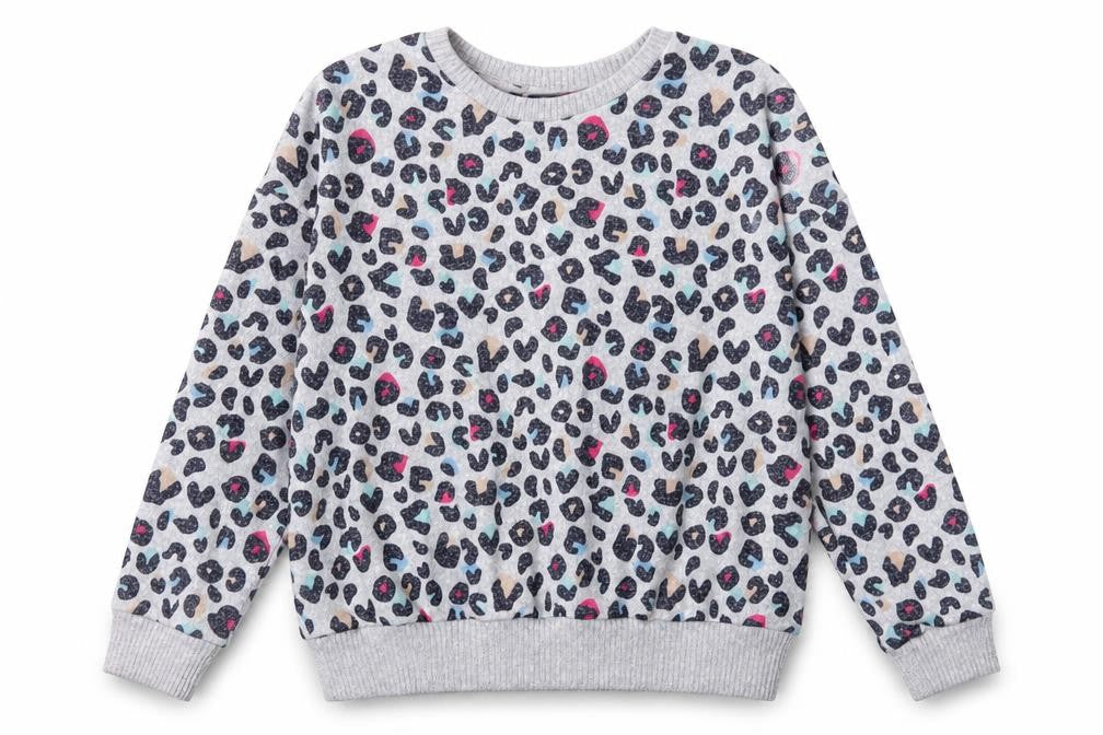 Marks & Spencer Girls Grey Animal Print Pullover Jumper 10-11 Years
