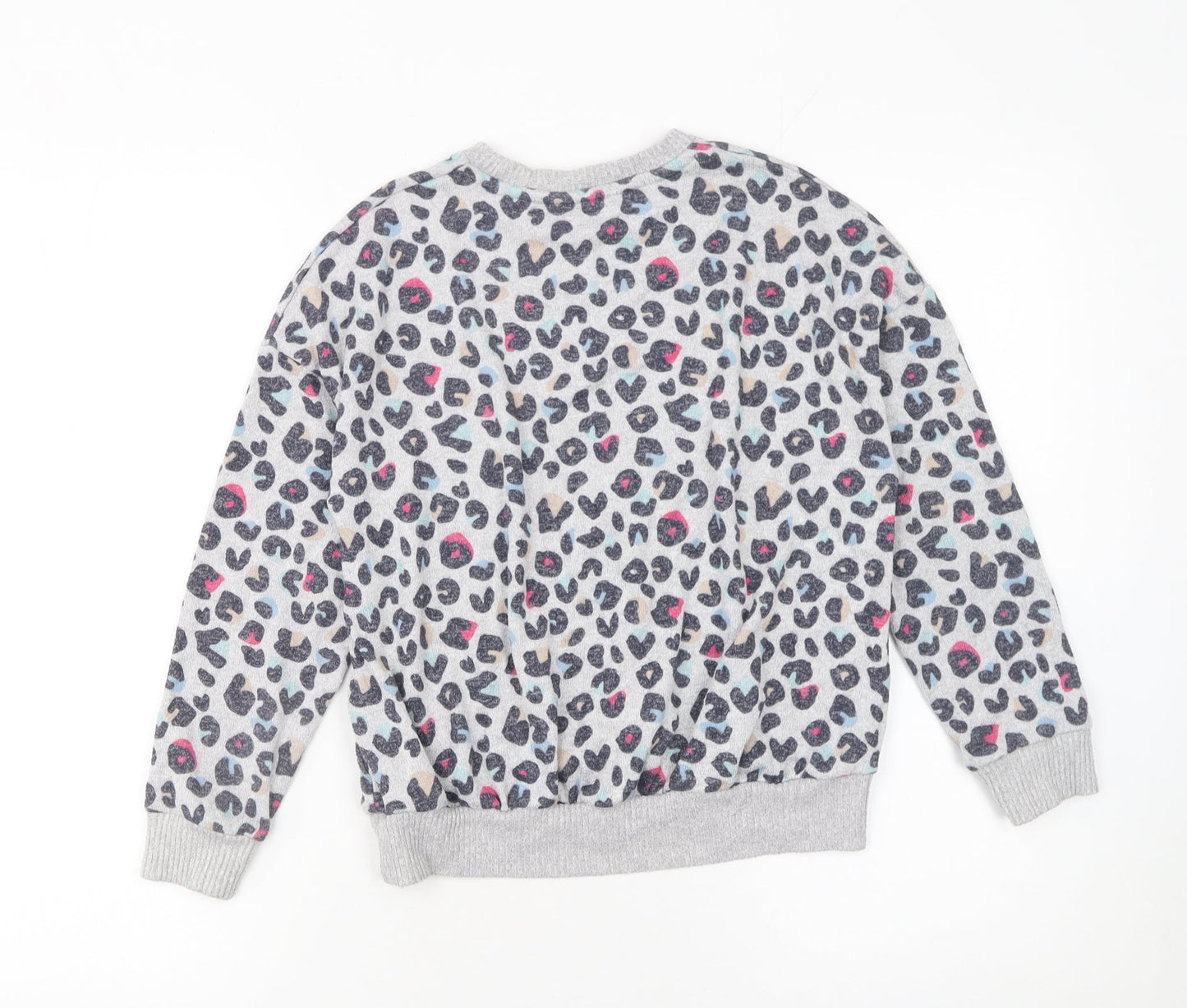 Marks and Spencer Girls Grey Animal Print Pullover Jumper 10-11 Years
