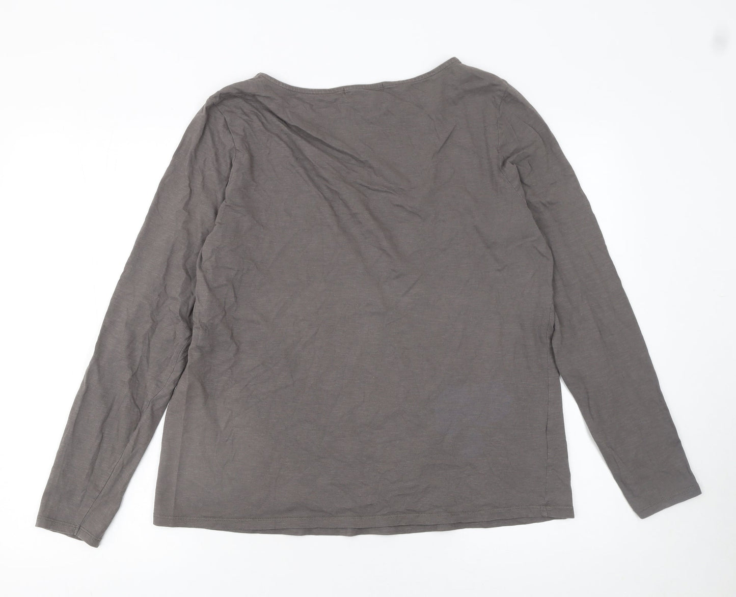 Laura Ashley Women Brown Long Sleeve Sequin Cotton Top UK 18