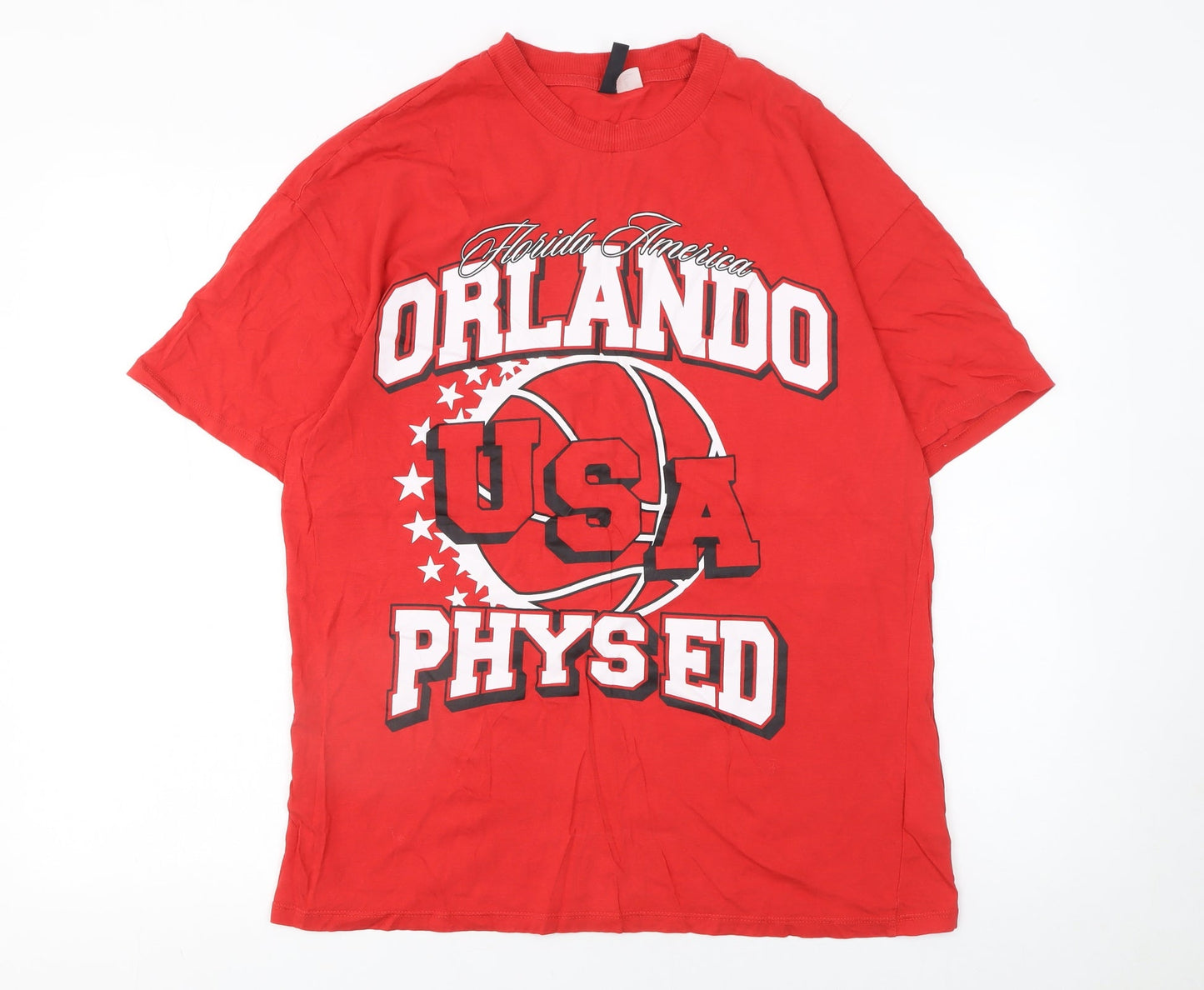 H&M Divided Women's Red USA Orlando Phys Ed Graphic T-Shirt XS