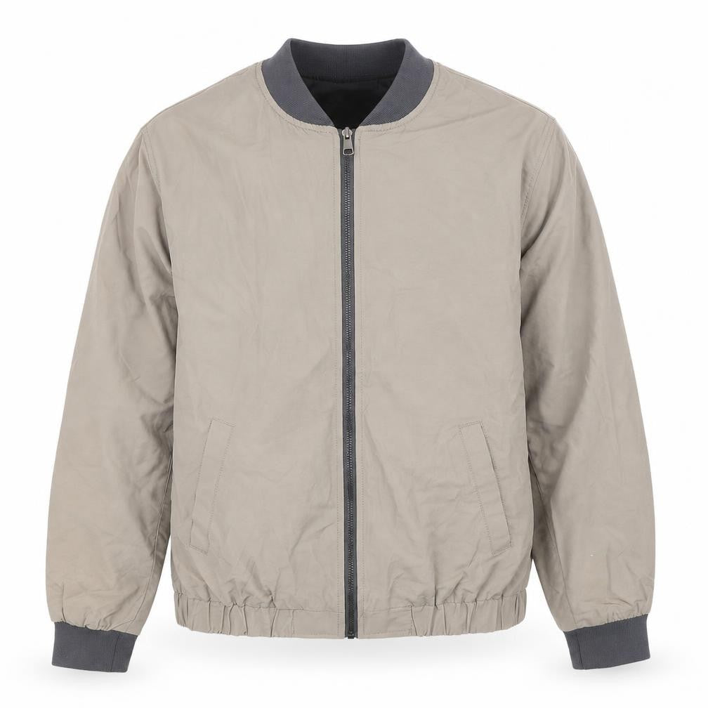 River Island Men's Beige Bomber Jacket M Cotton Nylon Full Zip