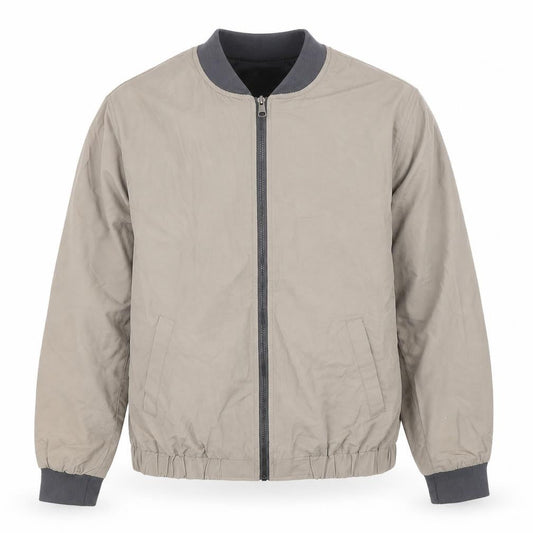 River Island Men's Beige Bomber Jacket M Cotton Nylon Full Zip