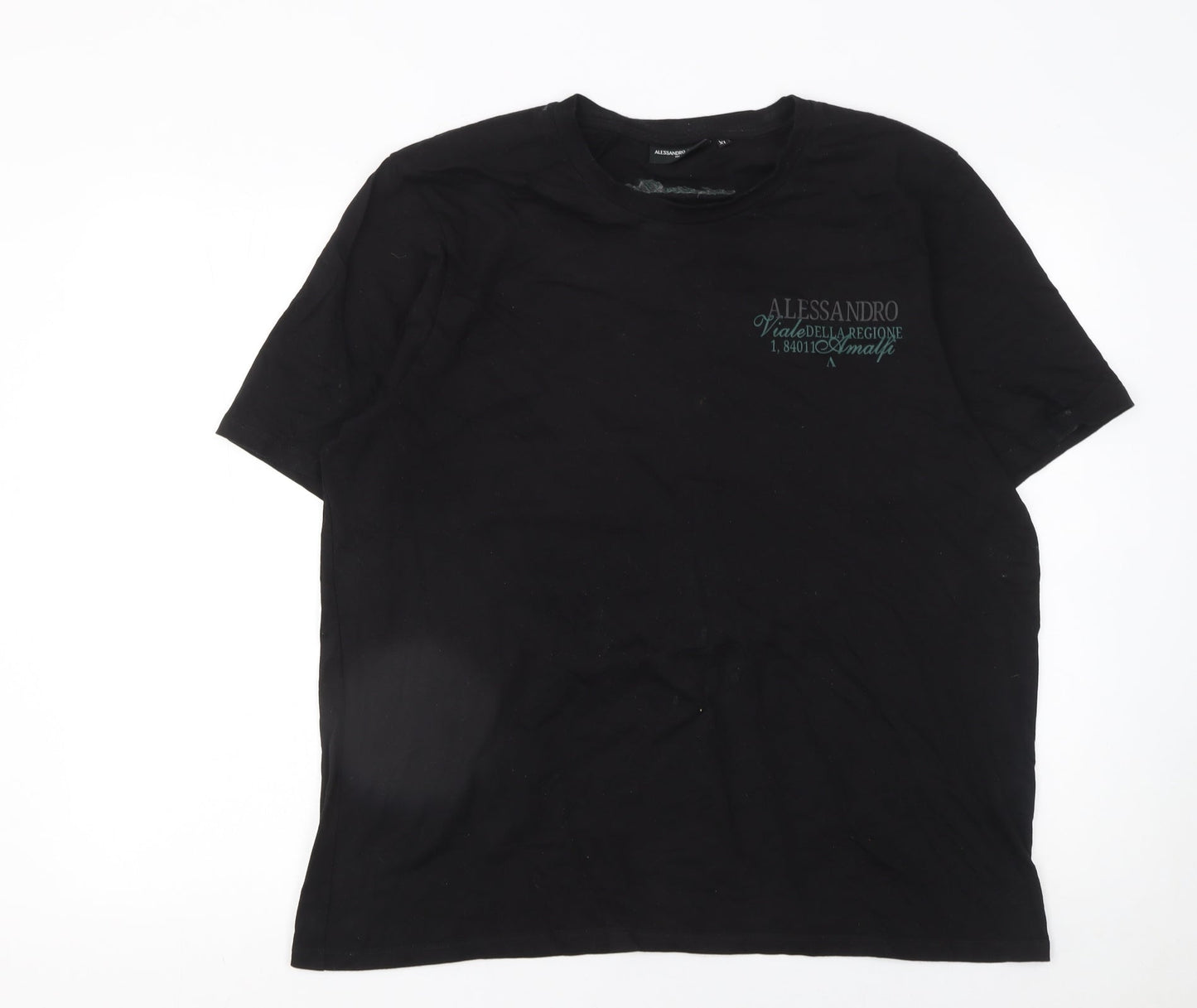 Alessandro Zavetti Men’s Black Amalfi Graphic Print Cotton T-Shirt XL