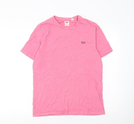 Levi's Men's Pink Cotton Crew Neck Standard Fit T-Shirt Size S