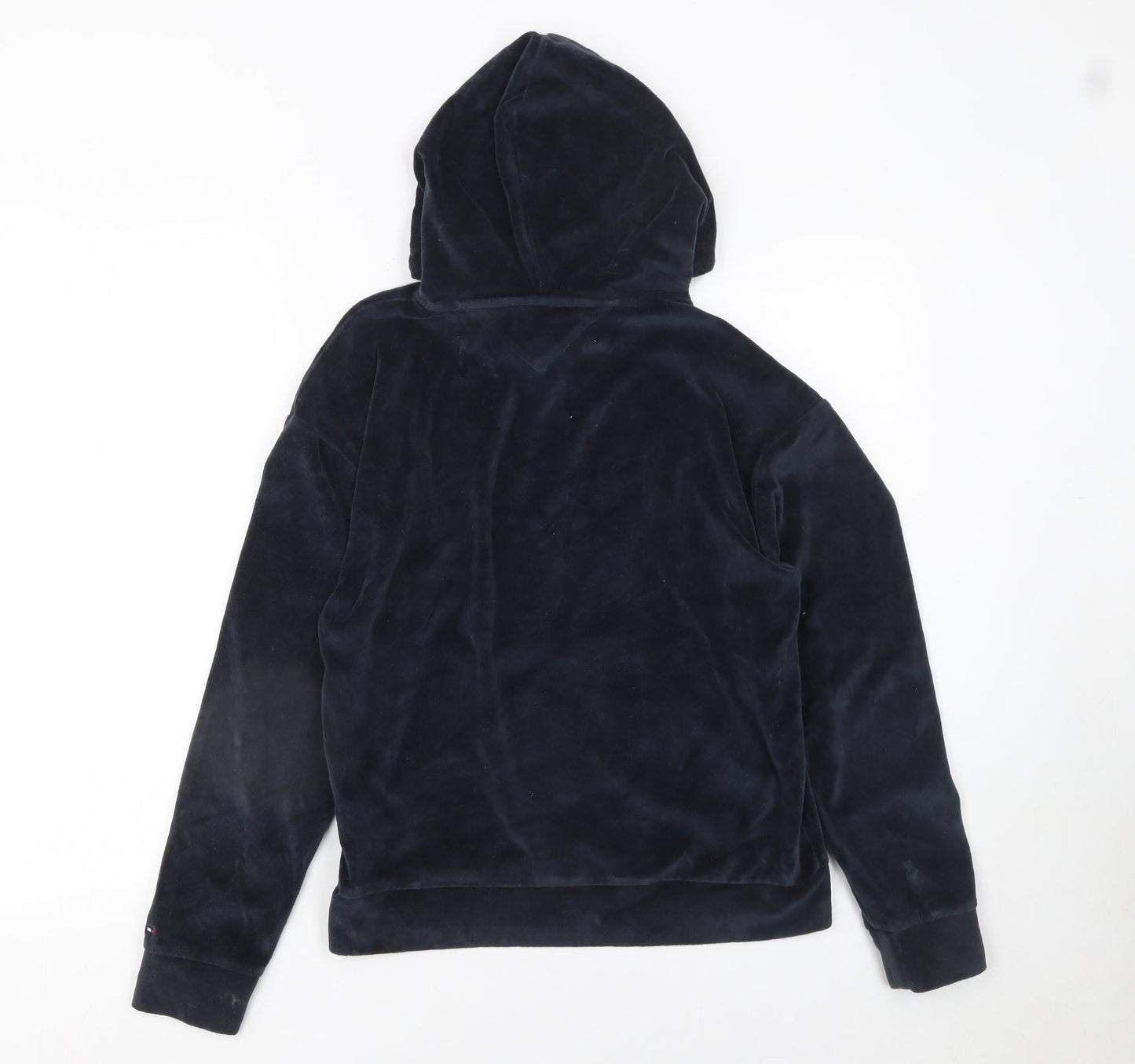 Tommy Hilfiger Womens Navy Blue Velour Hoodie XS Relaxed Fit