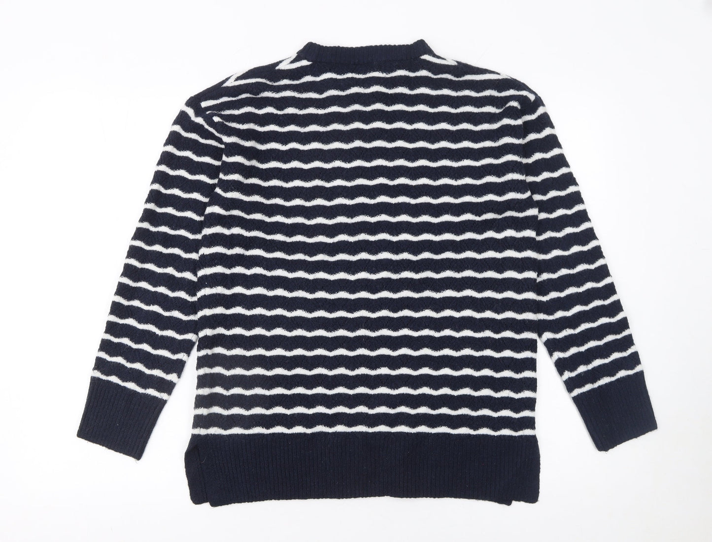 New Look Women's Blue Striped Crew Neck Pullover Jumper Size S
