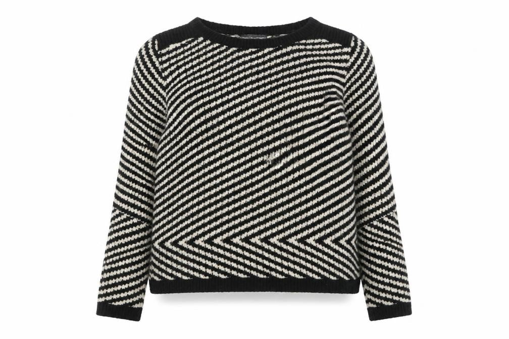Marks & Spencer Women Black & White Striped Jumper Size 14 Mohair Blend