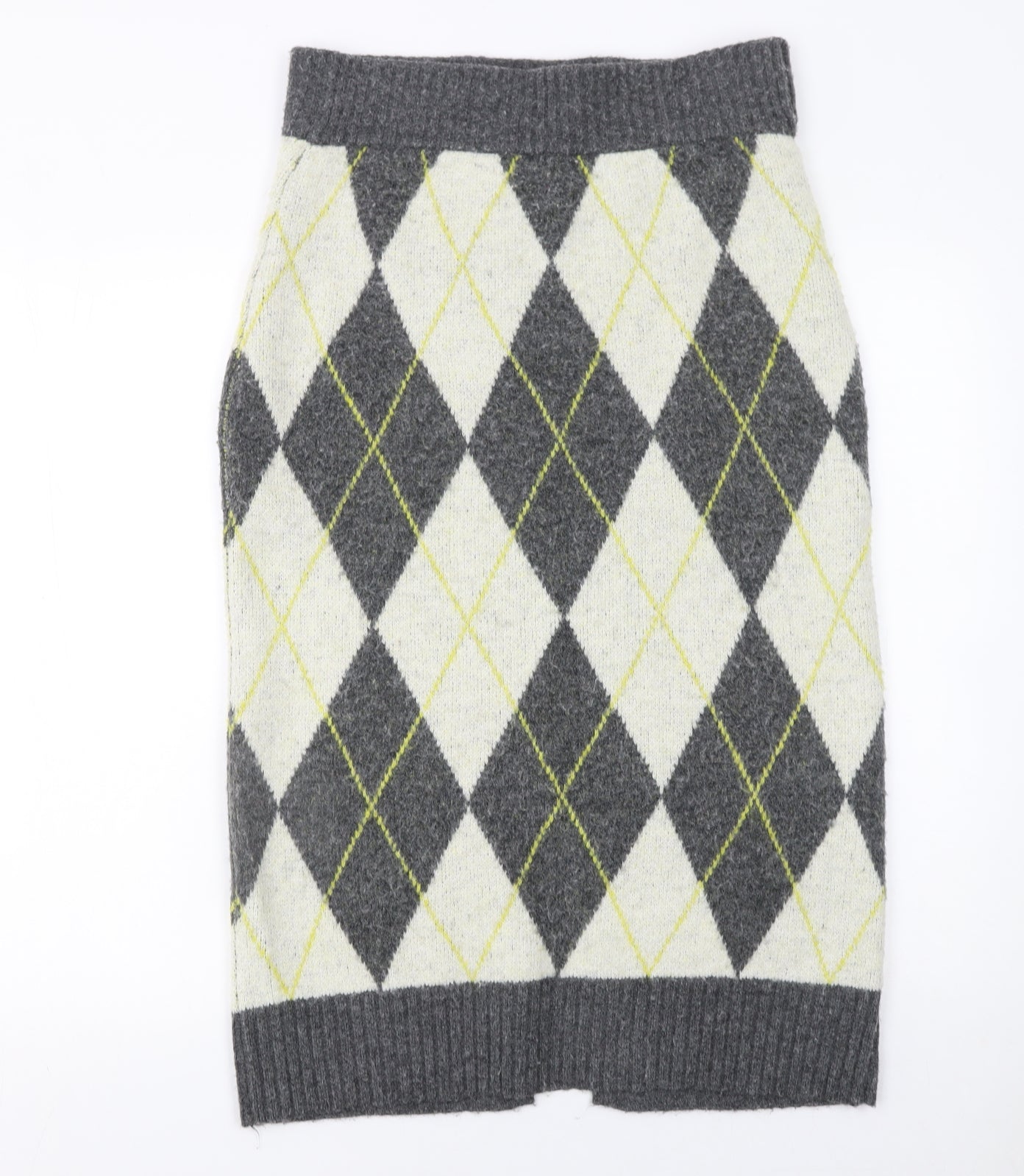 Pringle of Scotland x H&M Women's Grey Argyle Wool Blend Pencil Skirt Size M